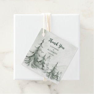 Aquarell-Tannen Winterhochzeit Geschenkanhänger