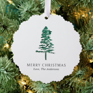 Aquarell-Tannenbaum-Foto Moderne Weihnachten Ornament Karte