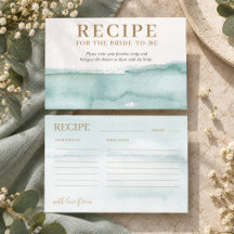 Aquarell Teal & Gold Rezeptkarte Brautparty
