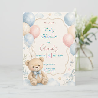 Aquarell-Teddy-Bär-Baby-Shower-Einladung Einladung