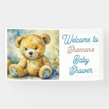 Aquarell Teddy Bear Baby Dusche Willkommen