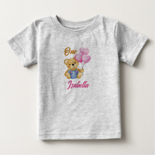 Aquarell-Teddybär Erster Geburtstag Baby T-shirt