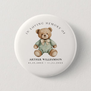 Aquarell-Teddybär In liebevoller Erinnerung Gedenk Button