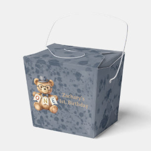 Aquarell-Teddybär mit Geburtstagsbanner ONE Geschenkschachtel