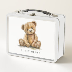 Aquarell-Teddybär Neutraler Kindername Metall Brotdose