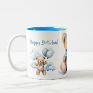 Aquarell-Teddybär und Wolken Alles Gute zum Geburt Zweifarbige Tasse
