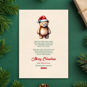 Aquarell-Teddybär-Weihnachtsgrußkarte Einladung