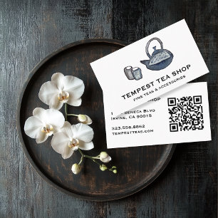 Aquarell Teekanne Tee Shop Café INDIVIDUELLER QR Visitenkarte