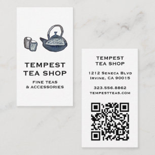 Aquarell Teekanne Tee Shop Café INDIVIDUELLER QR Visitenkarte
