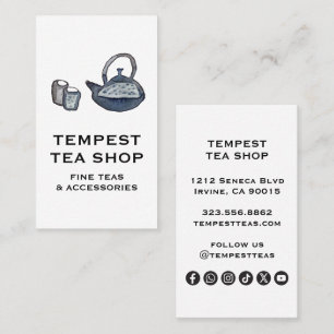 Aquarell Teekanne Tee Shop Cafe Social Media Icons Visitenkarte
