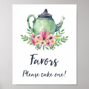 Aquarell-Teekannen-Gunstbezeigungsschild Poster