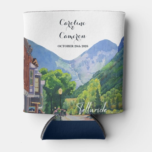 Aquarell Telluride Colorado Dosenkühler (Vorderseite)