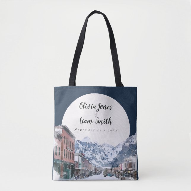 Aquarell Telluride Colorado Tasche (Vorderseite)