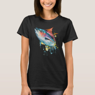 Aquarell-Thunfisch Bunter Salzwasserfischfang T-Shirt