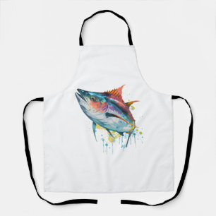 Aquarell Thunfisch Fischfarbiges Salzwasser Angeln Schürze