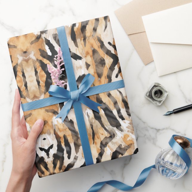 Aquarell Tiere Hautprint Safari Thema Geschenkpapier (Schenken)