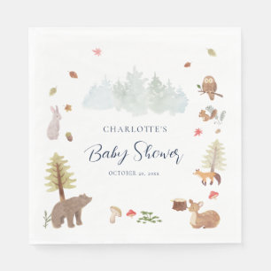 Aquarell-Tiere Herbst-Baby-Party Papier Serviette