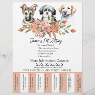 Aquarell-Tiergeschäft-Hund-Abriss-Streifen Flyer 