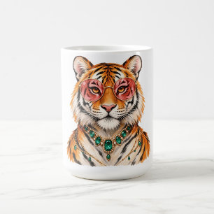 Aquarell-Tiger-Porträt Süße Wildlife-Kunst Kaffeet Kaffeetasse