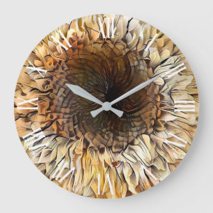 Aquarell-Tiger-Sonnenblume Elegante Kollektion Große Wanduhr