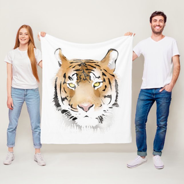 Aquarell-Tigerkopf-Tier  Fleecedecke (Beispiel)