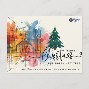 Aquarell-Tinte Blau-Plan-Architektur Weihnachten