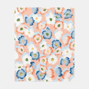 Aquarell Tinte Blume: Vintages Muster Fleecedecke