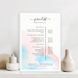 Aquarell-Tinte Salon Preisliste Poster