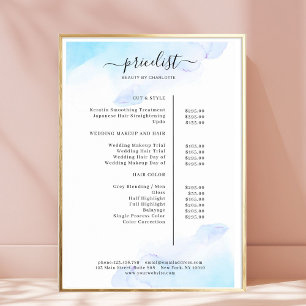 Aquarell-Tinte Salon-Preisliste Poster