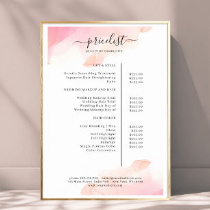 Aquarell-Tinte Salon Preisliste Poster