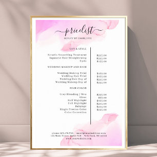 Aquarell-Tinte Salon-Preisliste Poster