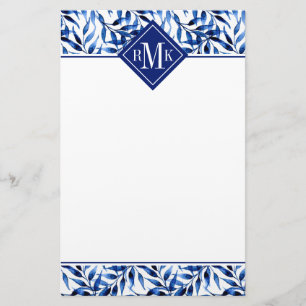 Aquarell-Tinten-Muster des Monogramm- Briefpapier