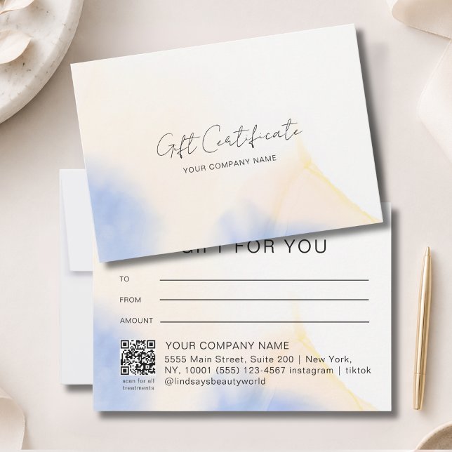 Aquarell-Tinten-QR-Code-Geschenkgutschein (Watercolor Ink QR Code Gift Certficate)
