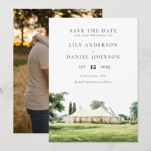 Aquarell Tipi Marquee Garten Foto Hochzeit Save The Date
