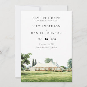 Aquarell Tipi Marquee Garten Hochzeit im Freien Save The Date