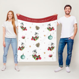 Aquarell Titmouse Christmas Design Fleecedecke