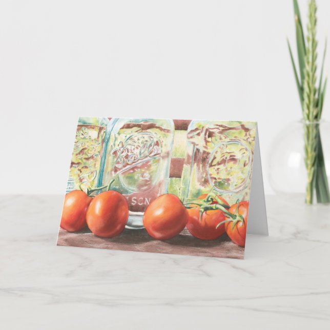 Aquarell-Tomate-Glasdruck Notecards Karte (Vorderseite)