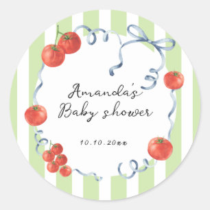 Aquarell-Tomaten-Baby-Party Runder Aufkleber