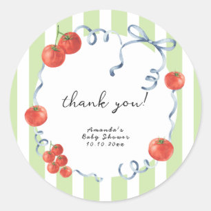 Aquarell-Tomaten-Baby-Shower-Dankeschön Runder Aufkleber