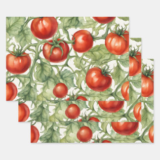 Aquarell-Tomatenranken-Muster | Botanischer Garten Geschenkpapier Set