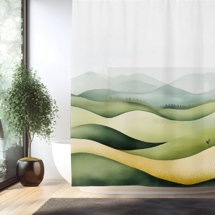 Aquarell Traditionelle Japanische Landschaft Duschvorhang