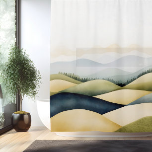Aquarell Traditionelle Japanische Landschaft Duschvorhang