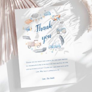 Aquarell-Transport-Baby-Party Dankeskarte