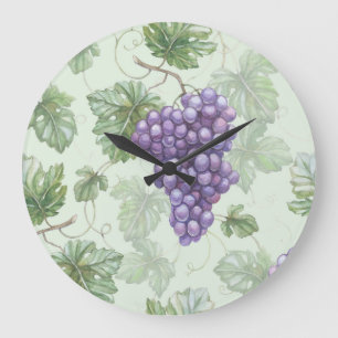 Aquarell-Trauben, Frucht nahtloses Muster. Große Wanduhr