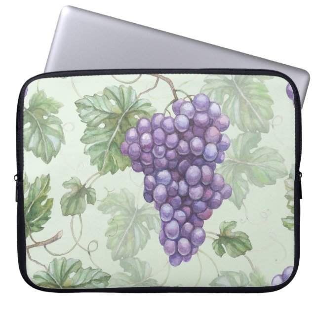Aquarell-Trauben, Frucht nahtloses Muster. Laptopschutzhülle (Vorderseite)
