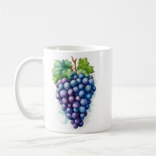 Aquarell-Trauben und Weinrebe Herbstküche Kaffeetasse