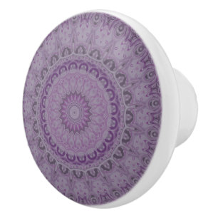 Aquarell-Traum-Mandala in Lila-Tönen Keramikknauf