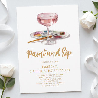 Aquarell-Trink-Pinsel-und-Sip-60.-Geburtstagsfeier Einladung