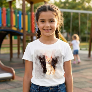 Aquarell-Trio aus süßen schwarzen und orangefarben T-Shirt