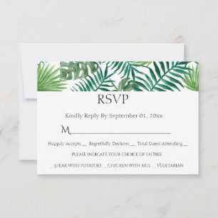 Aquarell-Tropen-Blätter-Mahlzeit-Auswahl-RSVP-Kart RSVP Karte